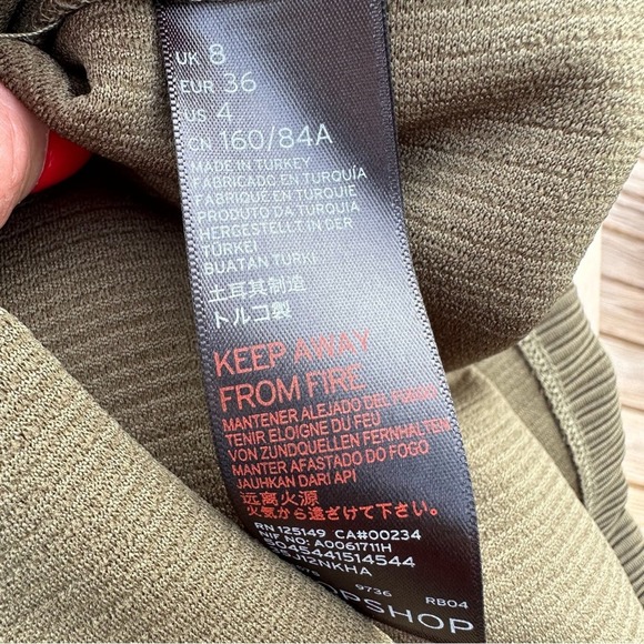 Topshop Dress Womens Bodycon Midi Textured Strappy Grunge Y2K Green 8 - Picture 9 of 13